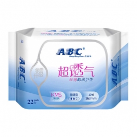 ABC超透气丝薄棉柔护垫普通型（含KMS）163mm*22片K21/包