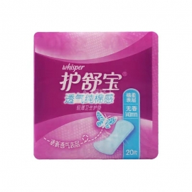 护舒宝卫生巾透气纯棉感轻薄护垫无香20片/包