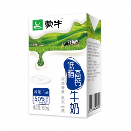 (5月)蒙牛低脂高钙纯牛奶250ml/盒