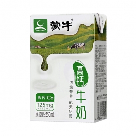 (10月)蒙牛高钙纯牛奶250ml/盒