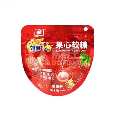 雅客V9果心软糖草莓味68g/包